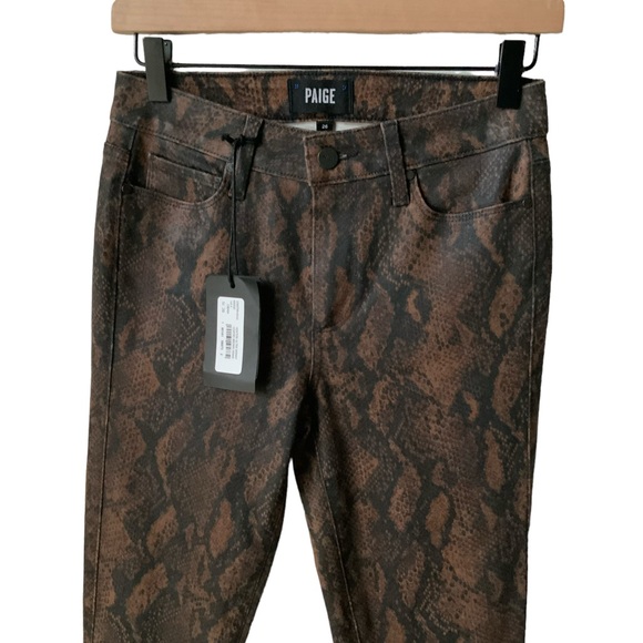 NWT PAIGE Hoxton Jeans Ultra Skinny Coated Snake Black Brown Size 26 - Picture 7 of 16